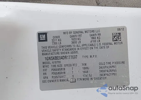 2013 Chevrolet Tahoe K1500 Lt from USA, damaged, VIN 1GNSKBE04DR177697